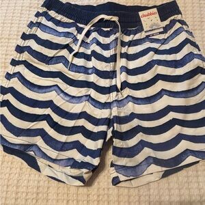 Chubbies Navy and White Wave Swim Shorts NBW L